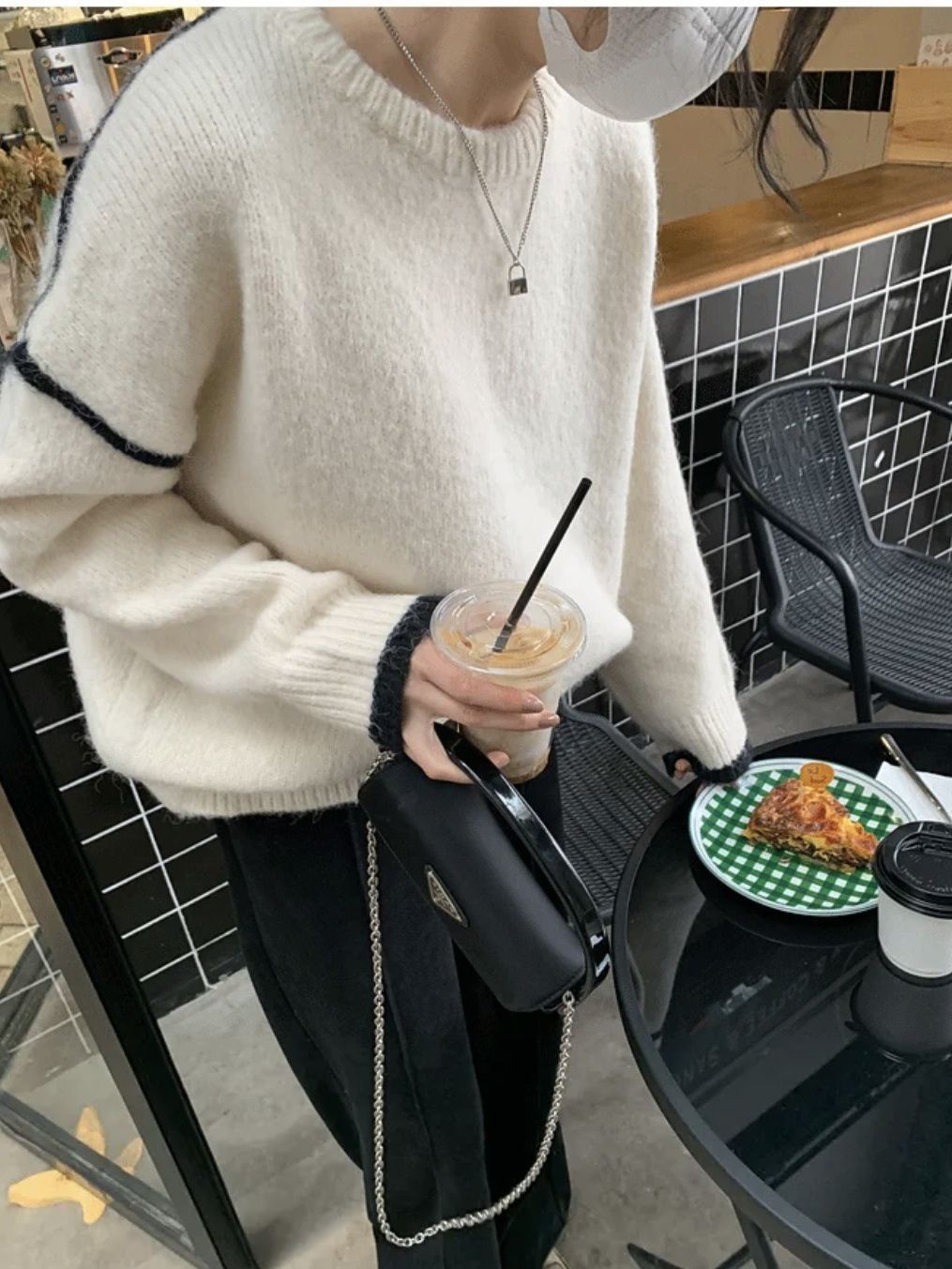 氛圍衫上衣感軟慵懶毛衣圓領寬鬆針織女女春秋新款風套頭糯打底
