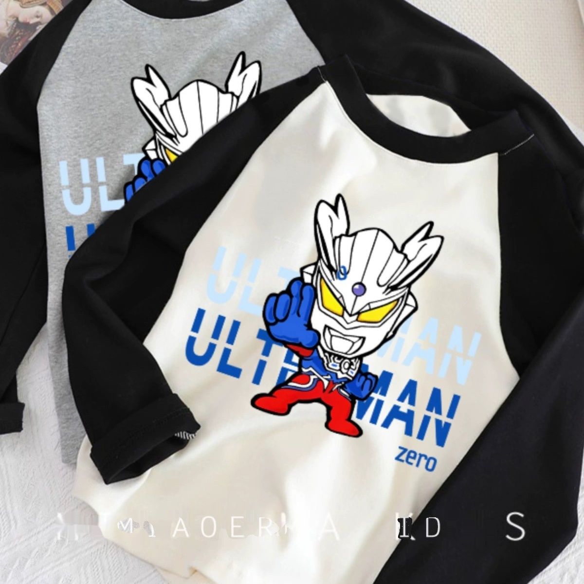 100% cotton boys' children's clothing bottoming shirt spring and autumn 2023 Ultraman Superman small and medium children's top long-sleeved T-shirt