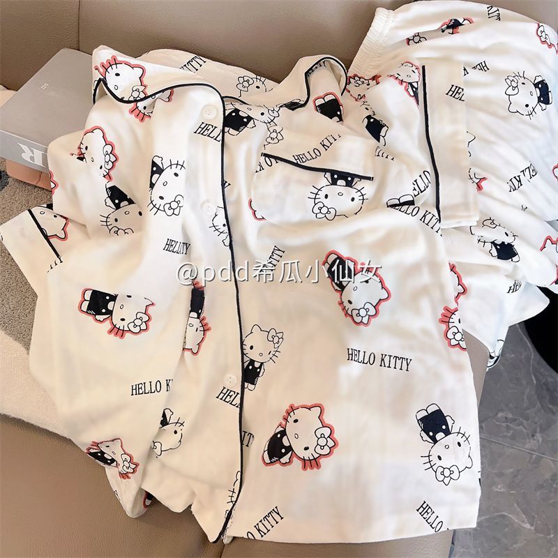 可愛凱蒂貓睡衣女夏季新款短袖ins風日系卡通學生居家服套裝外穿
