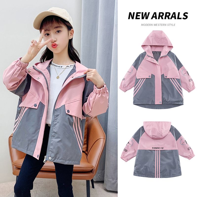 Children's clothing, girls' autumn jackets 2023 new style, medium and large children's fashionable children's spring and autumn style girls' windbreaker tops