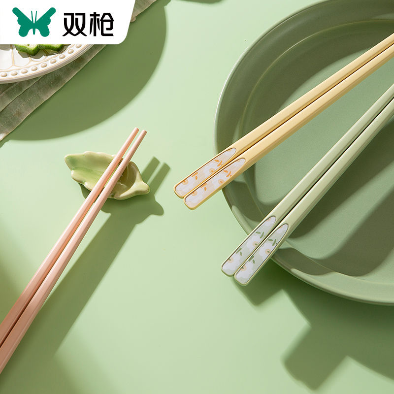 双枪合金筷子家用分餐防滑快子高档新款一人一筷高颜值抗菌筷子
