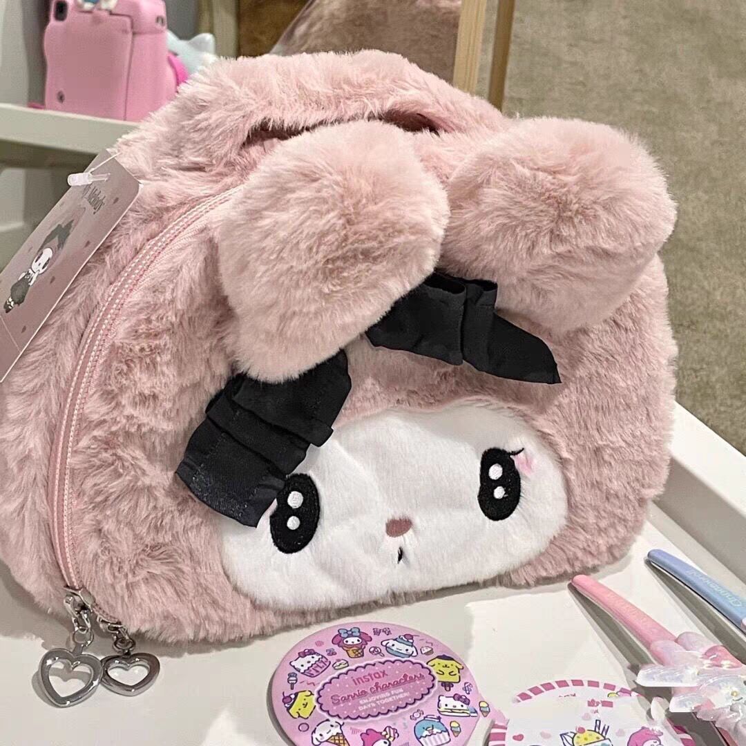 Japanese Kuromi Melody large-capacity embroidered cosmetic bag handbag ins cute girl student storage bag