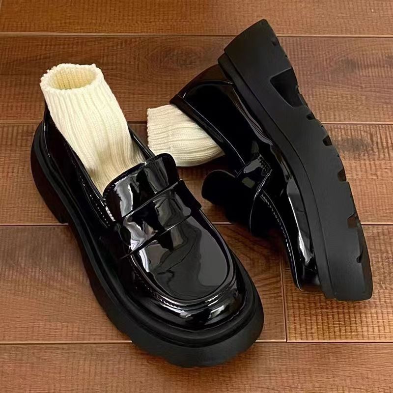 JVBG thick-soled retro British style Mary Jane small leather shoes 2023 new college style Lok Fu shiny small leather shoes