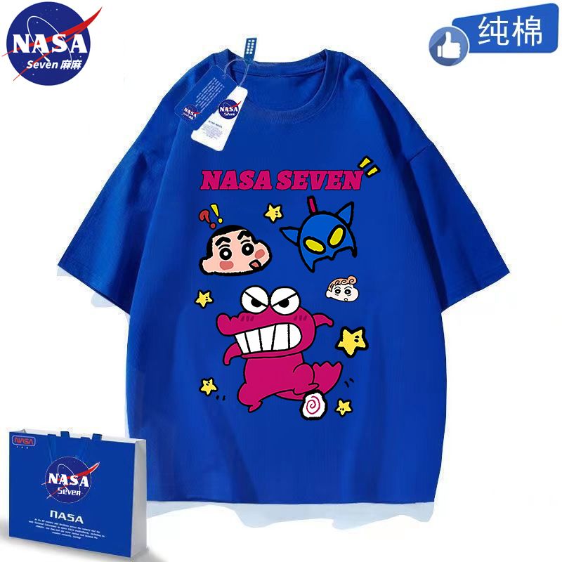 NASA联名纯棉T恤男童夏季卡通蜡笔小新小葵短袖动感超人上衣童装