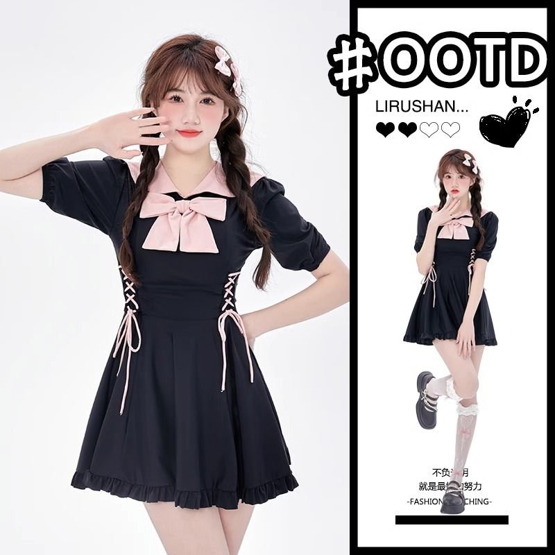 Girls swimsuit women's winter split conservative body-covering student cute Japanese girl swimsuit 2023 new hot spring