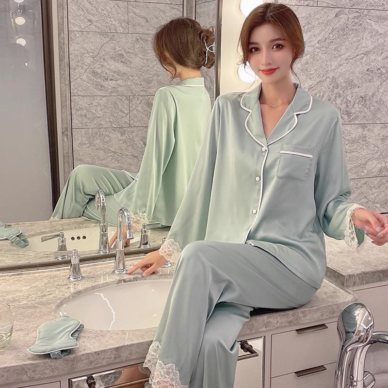 冰絲睡衣女春秋季高級感長袖ins風新款薄款涼感家居服套裝夏天