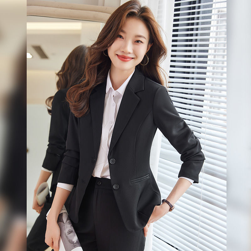Blazer women's slim spring and autumn Korean style temperament professional small suit suit college student interview work clothes formal wear