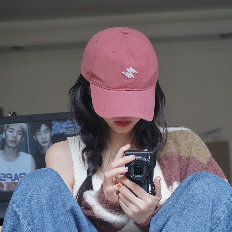 Duck-bill hat for women in spring and autumn, large head circumference, Korean style embroidery showing face, small autumn, versatile deep-top visor baseball cap for men