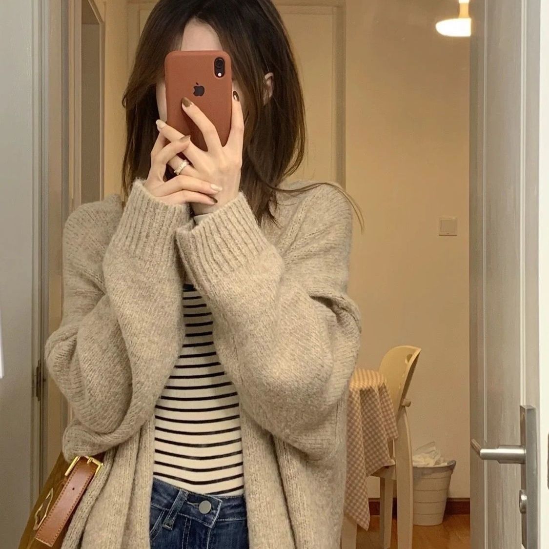 中長款溫柔慵懶風軟糯寬鬆設計感別致針織開衫毛衣外套女春秋