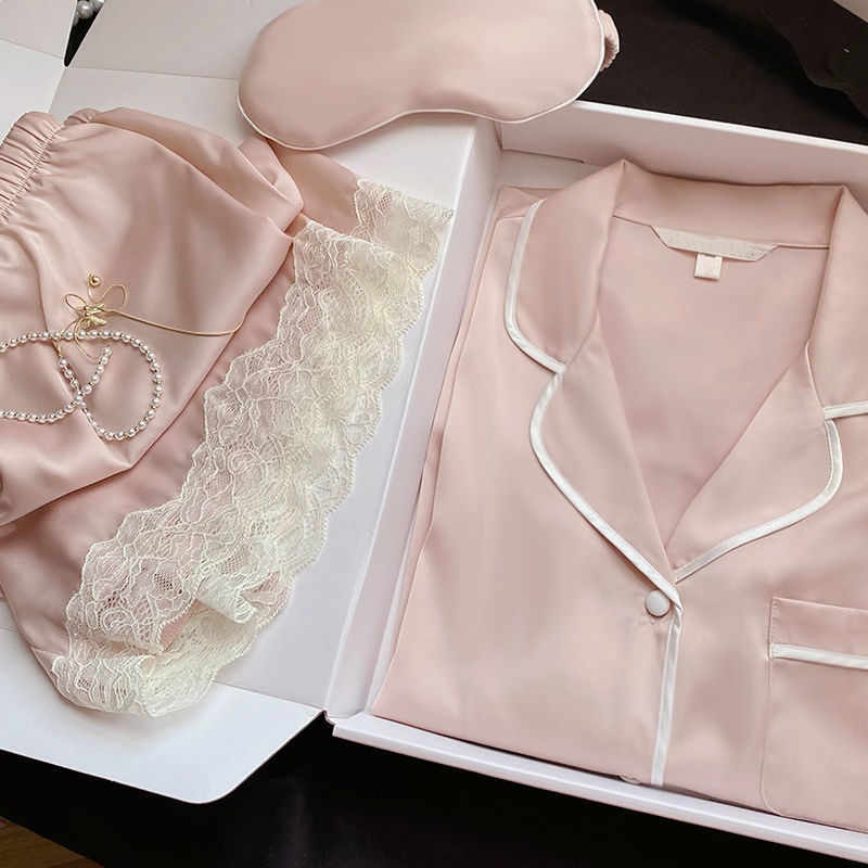 冰絲新款睡衣女春秋款高級感長袖家居服套裝可外穿薄款公主風夏天