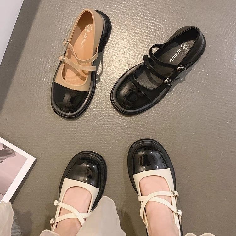 瑪麗珍小皮鞋女仙女溫柔搭配裙子2023春秋新款法式小香風樂福單鞋
