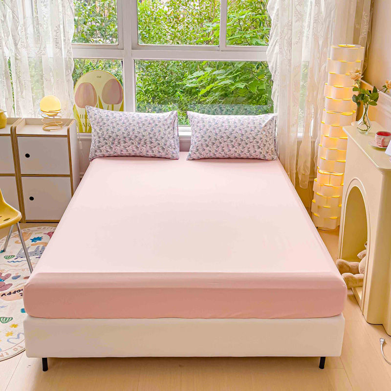 ins纯色床笠单件水洗棉床罩床单席梦思床垫防尘保护罩套全包防滑