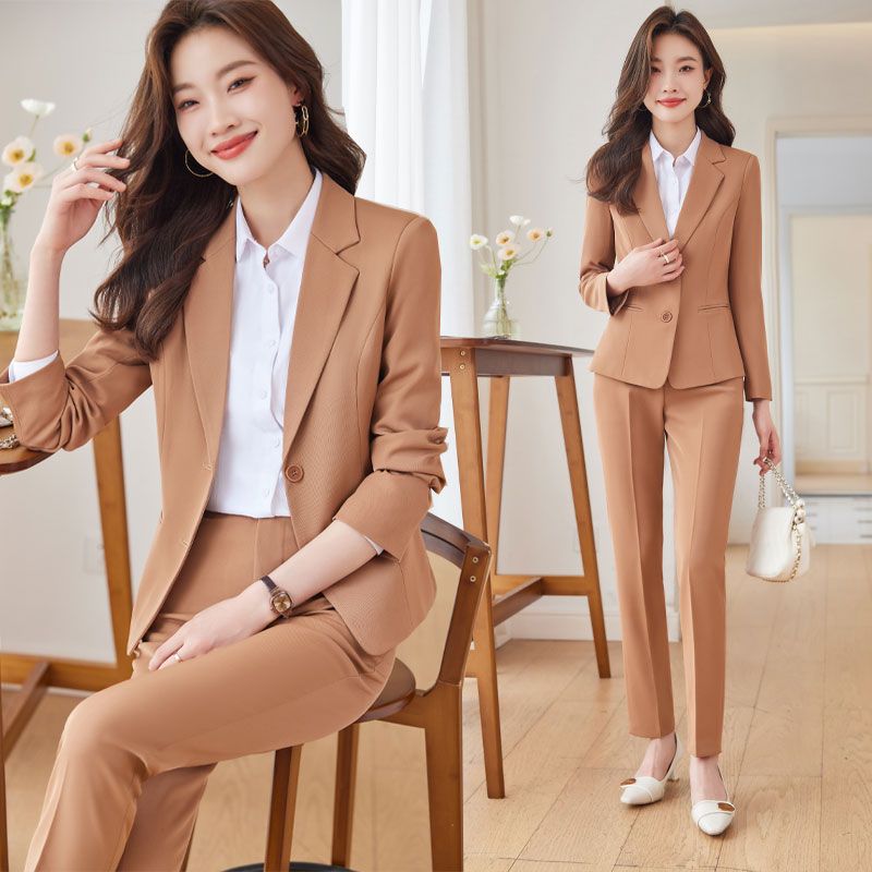 Professional suit, no ironing, fashionable high-end small suit, women's formal wear, high-end bank new student work clothes, genuine