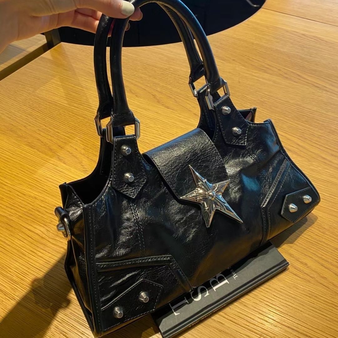 [Waste Star Bag] Niche Millennium Hot Girl Motorcycle Bag Punk Underarm Bag Genderless y2k Shoulder Crossbody Bag