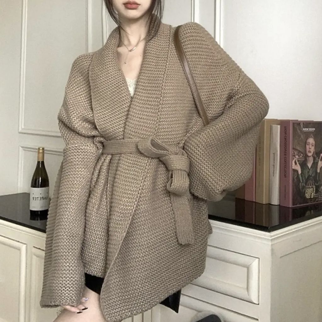暖毛衣暖浴袍慵懶寬鬆厚實外套百搭針織衫開衫女風高級韓版感時尚