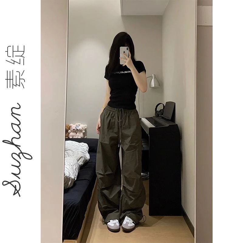 黑色液態金屬印花短款t恤衫女韓系新款正肩收腰顯瘦圓領純欲上衣