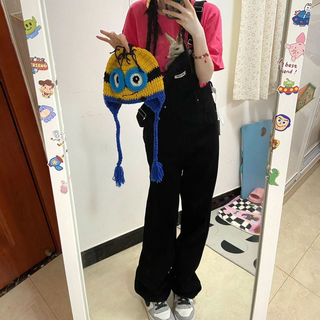 Small denim overalls for women  spring and autumn new high-waisted loose slimming age-reducing straight wide-leg jumpsuit