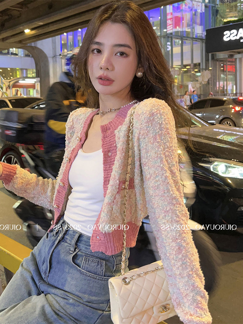 2023新款春季小香風氣質高級感長袖外套女設計感小眾開衫上衣外搭
