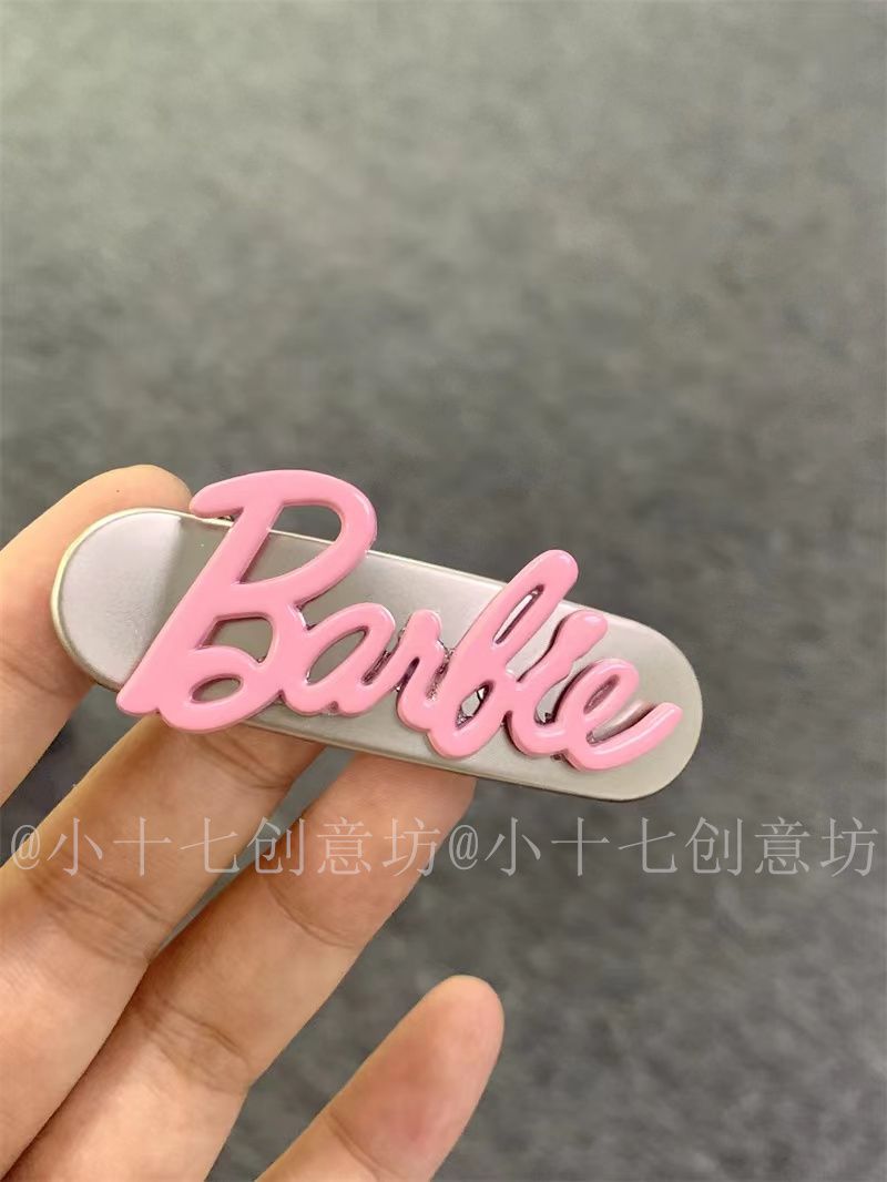 High-looking rose pink Barbie hairpin, high-end and exquisite rhinestone letter hairpin, bangs clip, duckbill clip, side clip