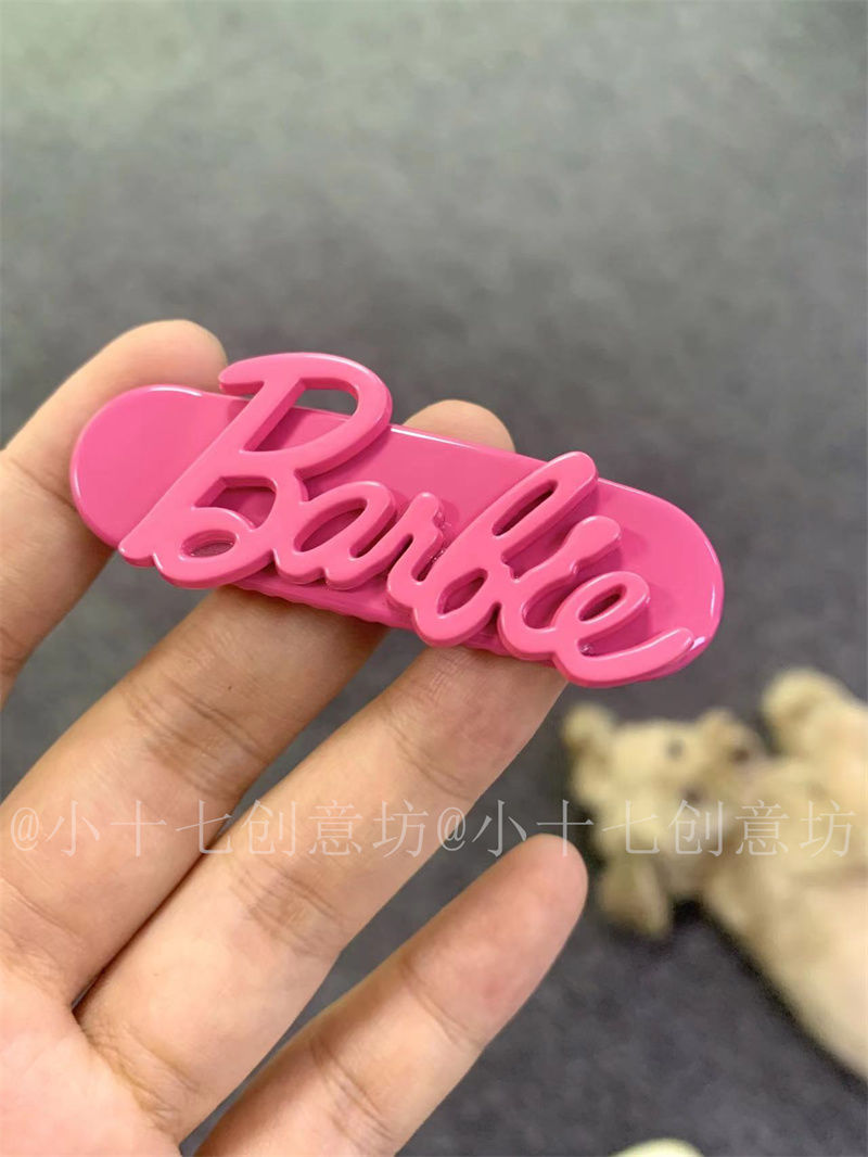 High-looking rose pink Barbie hairpin, high-end and exquisite rhinestone letter hairpin, bangs clip, duckbill clip, side clip