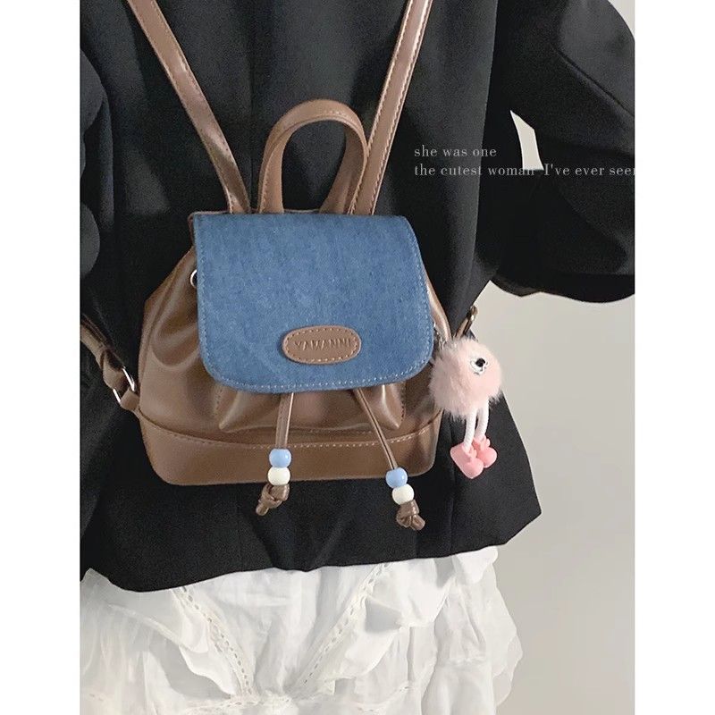 Korean niche design backpack women's 2023 new summer fashion bucket bag high-end versatile small backpack