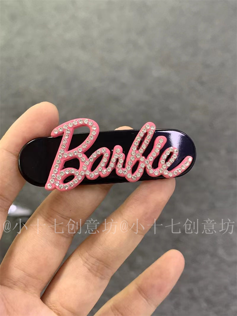 High-looking rose pink Barbie hairpin, high-end and exquisite rhinestone letter hairpin, bangs clip, duckbill clip, side clip