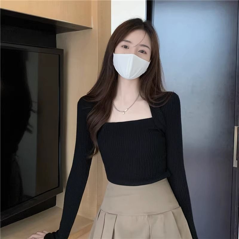修身內搭打底衫女秋冬洋氣百搭薄款毛衣2023新款純欲風針織上衣服