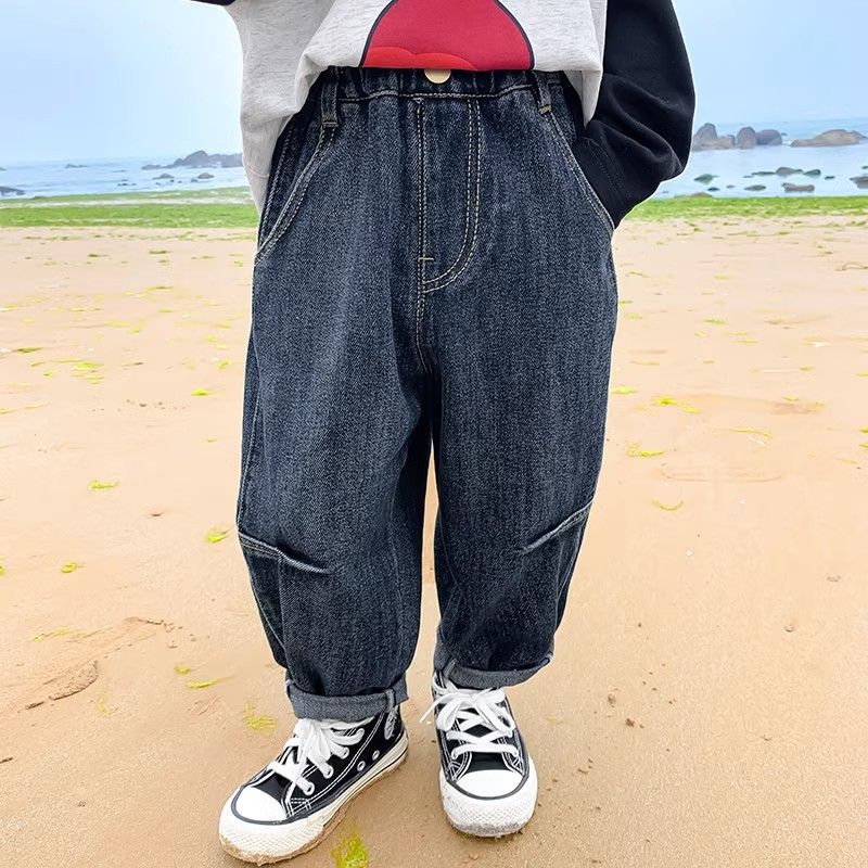 Boys jeans autumn wear  new children's wear cartoon straight pants boys cool and handsome spring and autumn trousers