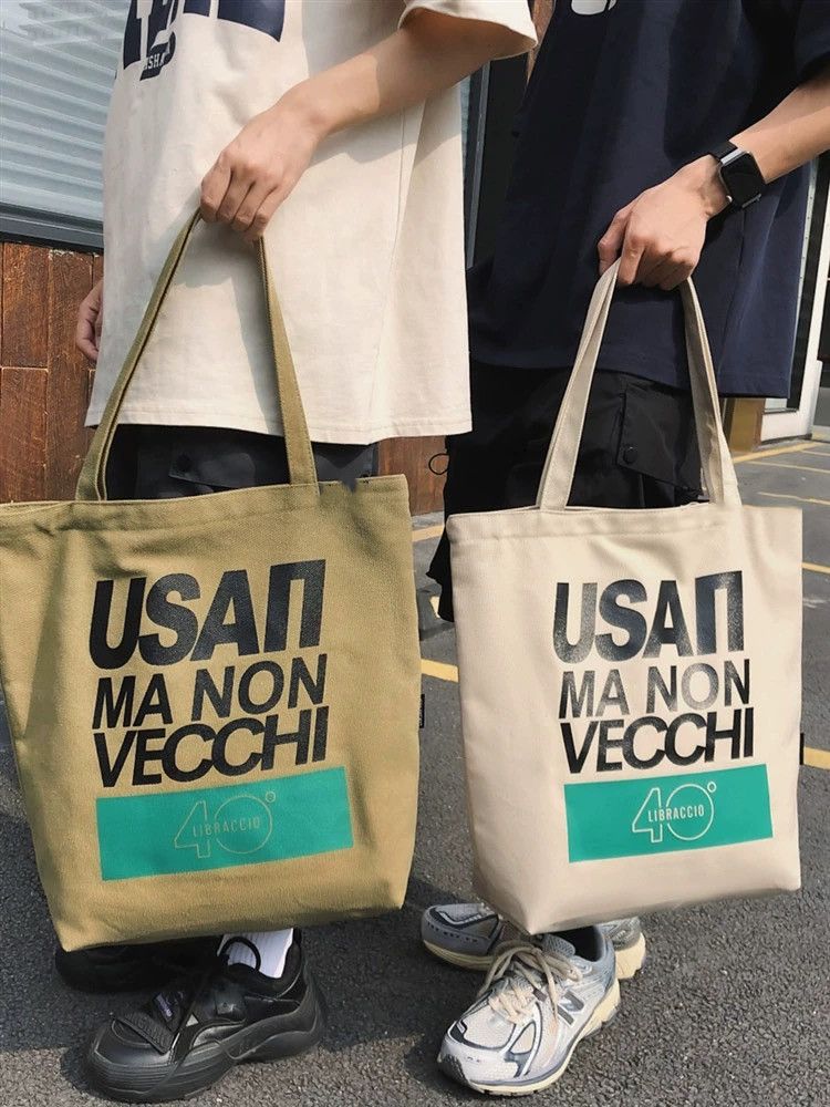 Handbag Men's Large Capacity Canvas Bag Junior High School Student High School Tutoring Bag Hand-carrying School Bag Canvas Bag Class Tote Bag