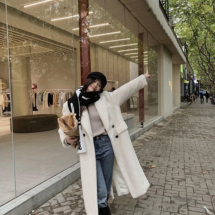 Shearling fur 'Pretty Sister' imported sheep sheared long style winter new fur one-piece jacket for women