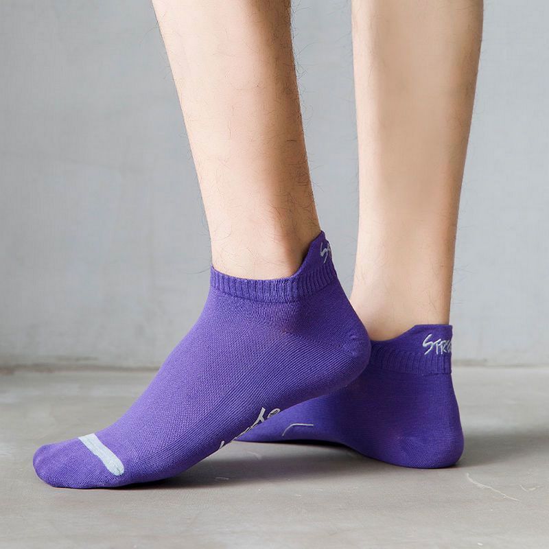 Bunte, unsichtbare Knöchelsocken, 10er-Packung mit Buchstabenprint, atmungsaktive, kurze Baumwollsocken für Sport, Laufen und Alltag_voghion.com