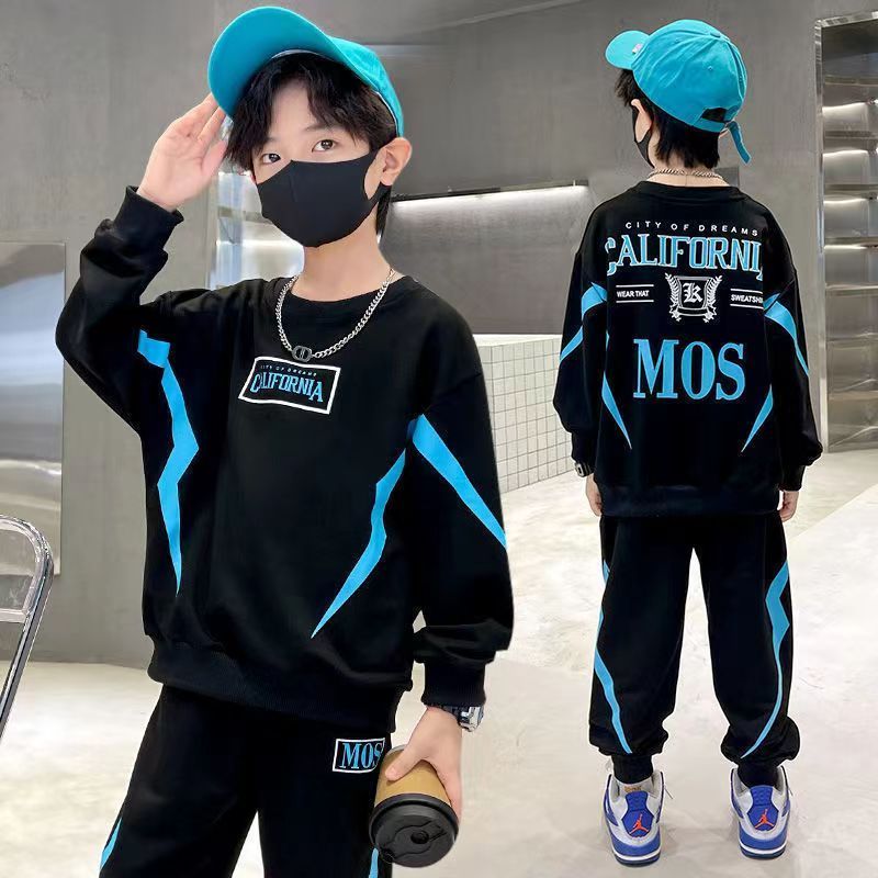 Children's clothing, boys' spring sweatshirt suit, big children's spring and autumn style, 2023 autumn new style, foreign style children's internet celebrity hits the street