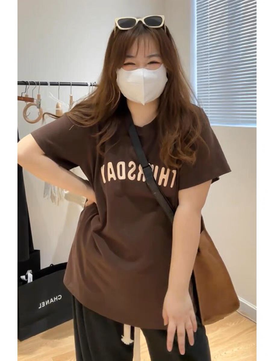 大碼200斤純棉短袖T恤女夏新款胖mm遮肚子藏肉寬鬆顯瘦上衣ins潮
