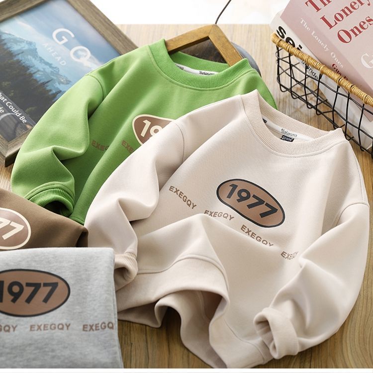 Boys sweatshirt spring and autumn new children's casual printed round neck tops Korean style handsome clothes for middle-aged and older boys