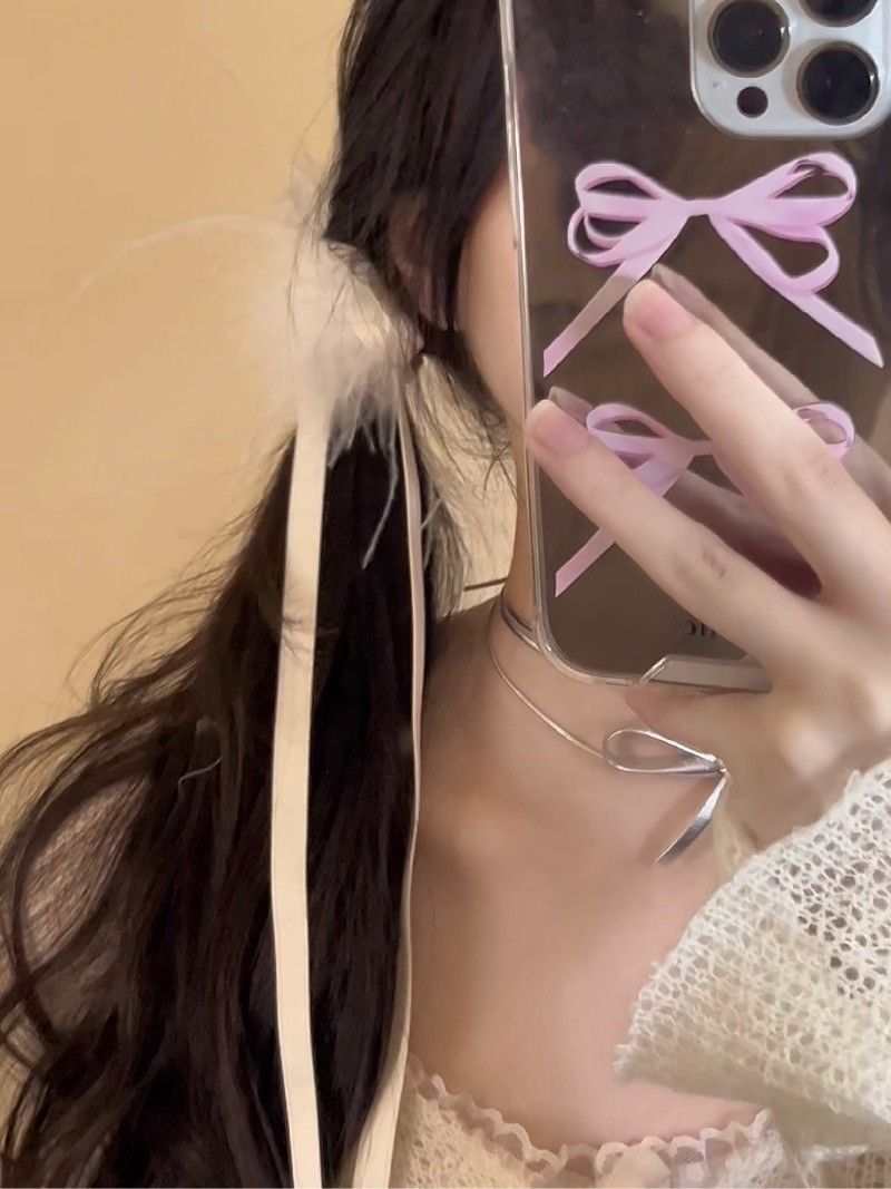 High sweet girl plush velvet bow streamer hair clip niche design cute side clip braided hair head jewelry new