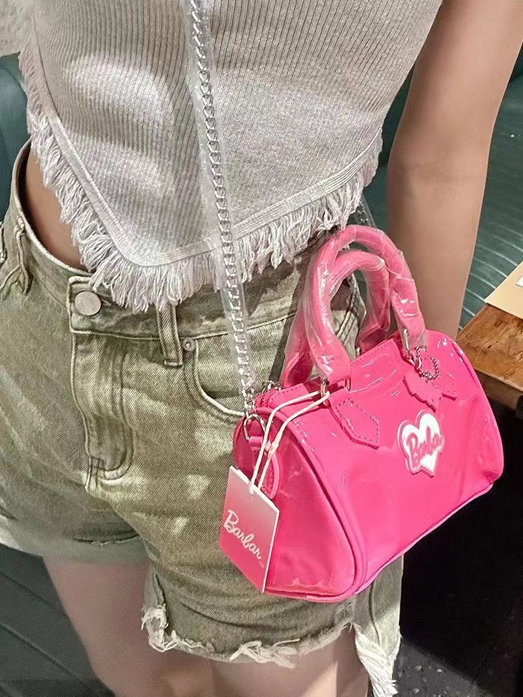 芭比girl亮面單肩包女小眾設計包包2023新款手提包橫款斜跨包