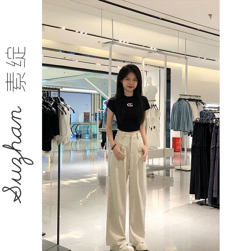 甜酷辣妹bm風正肩短袖t恤美式高級設計感印花短款高腰露臍短上衣