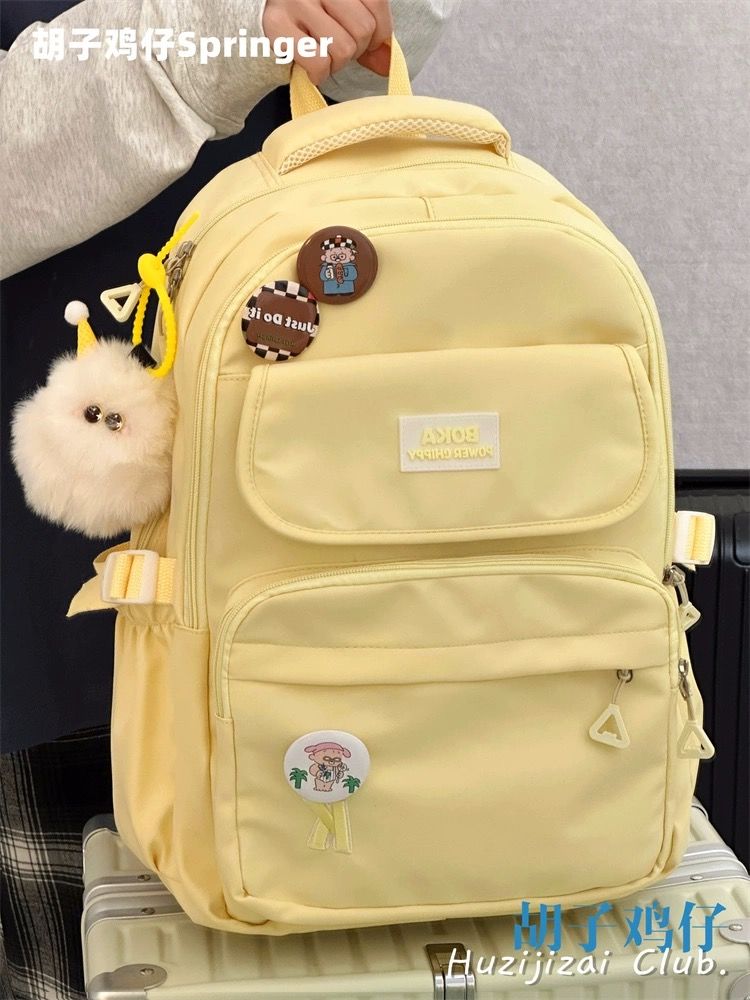 休閒百搭大容量少女雙肩包女韓版高中大學生書包初中女生旅行背包