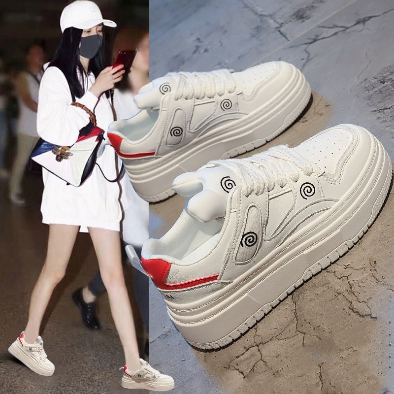 爆款小白鞋女夏2023新款秋季個性增高厚底板鞋小眾休閒女鞋子超火