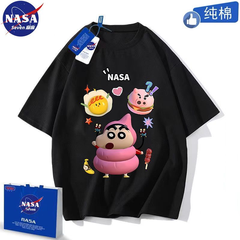 NASA co-branded cartoon pure cotton short-sleeved boy's handsome summer cartoon Crayon Shin-chan T-shirt breathable medium and large children's clothing