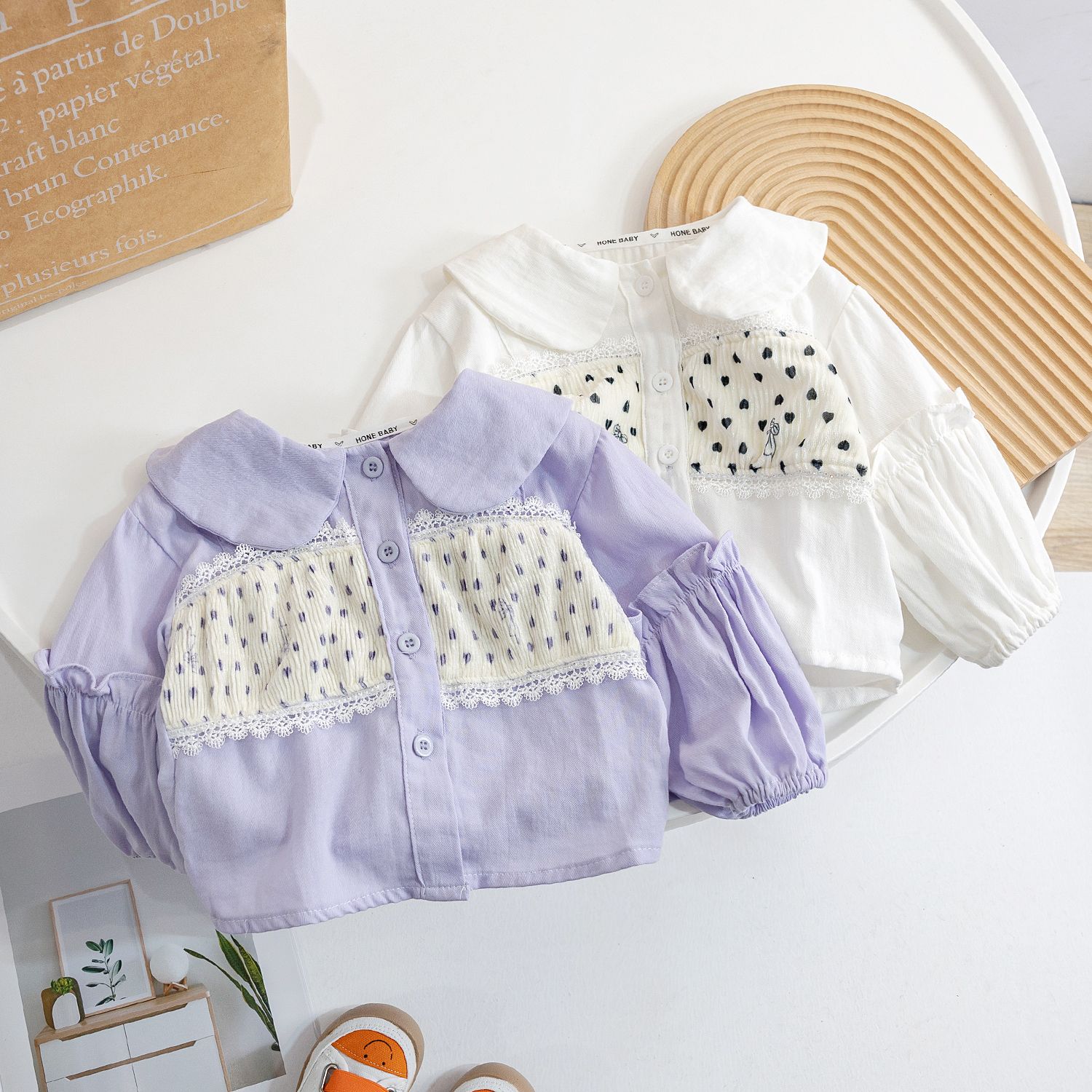 Korean style children's clothing girls doll collar love shirt  spring and autumn style foreign style children's casual versatile cardigan top