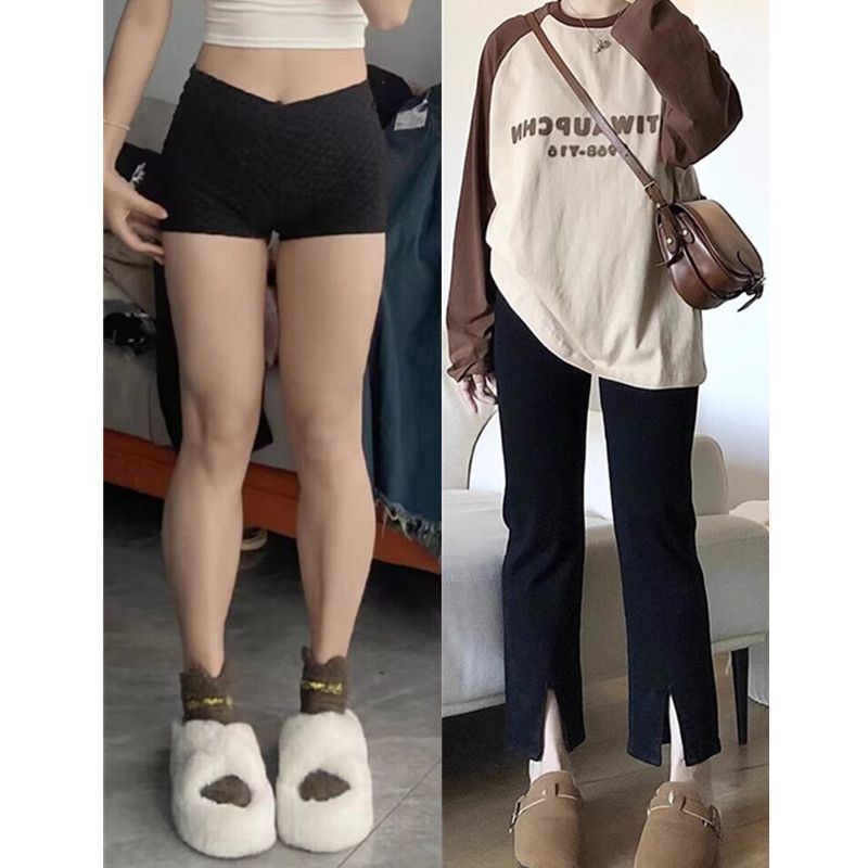 大碼胖mm黑色彈力牛仔褲女春秋高腰直筒開叉微胖顯瘦九分煙管褲潮
