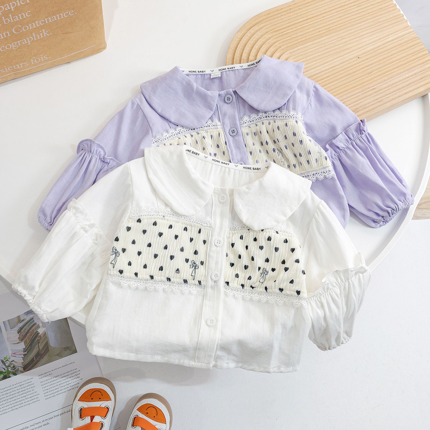 Korean style children's clothing girls doll collar love shirt  spring and autumn style foreign style children's casual versatile cardigan top