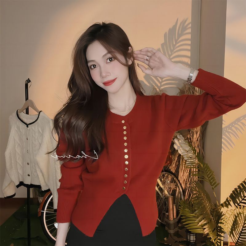 高級感毛衣開衫女內搭春秋季時髦時尚洋氣收腰獨特别致針織小上衣