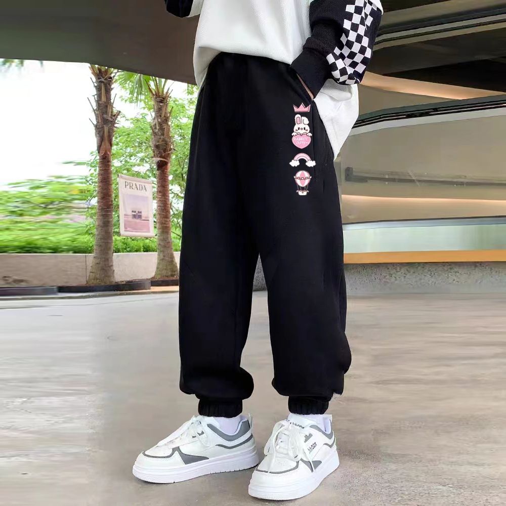 春秋季新款兒童休閒寬鬆外穿運動褲衛褲女童時洋氣尚束腳褲長褲潮