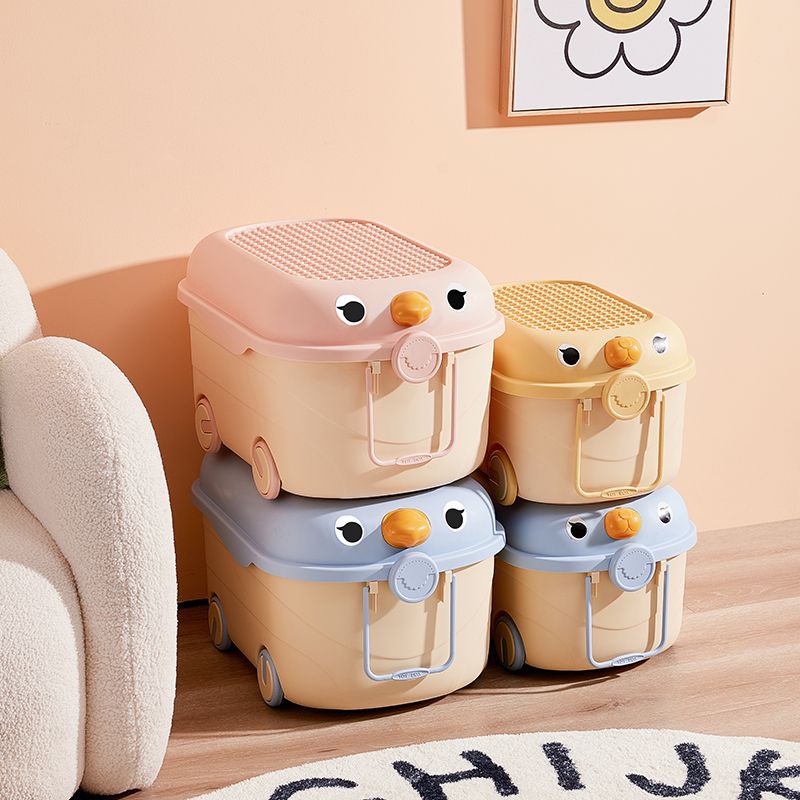 儿童玩具收纳箱家用宝宝衣服零食书本整理箱带滑轮大容量储物盒筐