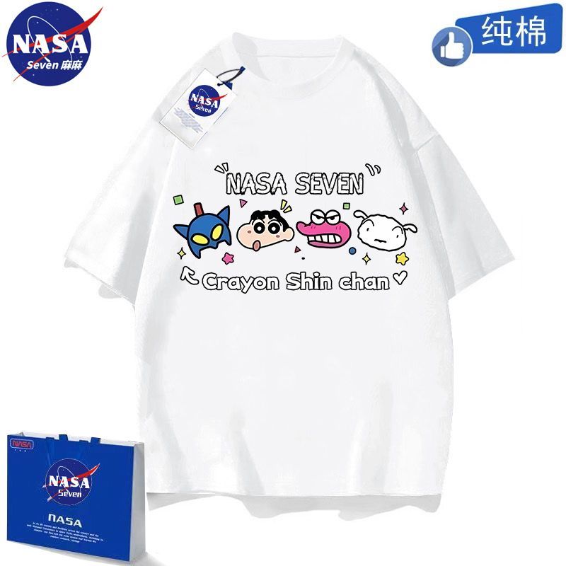 NASA純棉T恤兒童夏季卡通蠟筆小新短袖男女動感超人上衣中大童裝