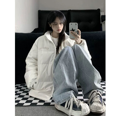 棉衣棉服女2023春冬季韓版潮牌白色短款棉襖寬鬆加厚保暖學生外套