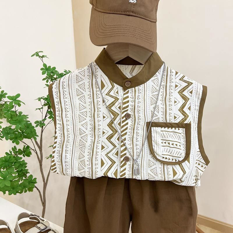 Boys and girls suits  new summer Korean style simple tops fashionable and versatile children's vests to wear with trousers