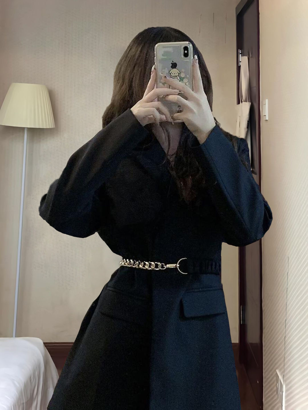 Black shoulder pad temperament suit jacket for women, spring and autumn Korean style high-end design fashion trend suit top